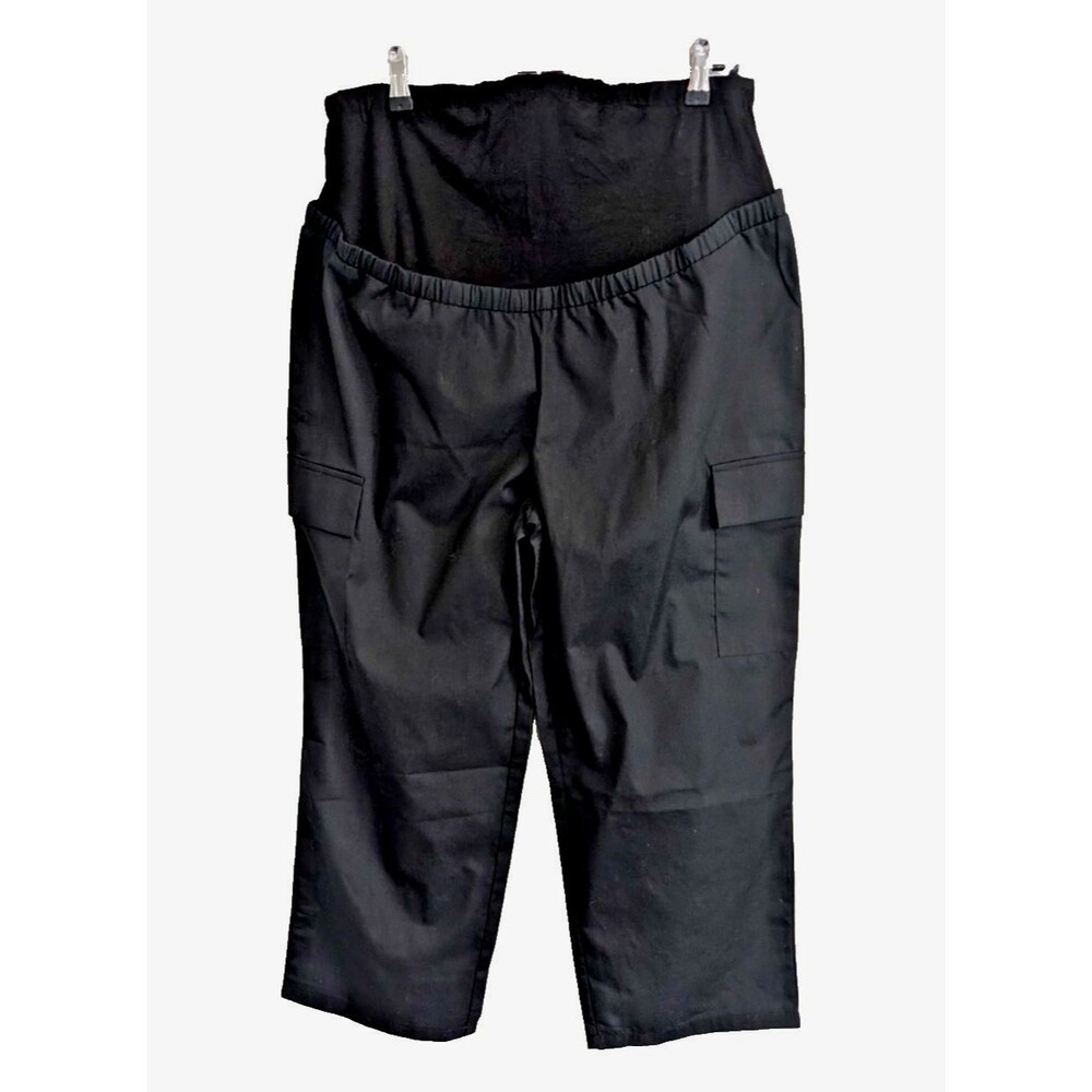 Maternity Belly Stretchy Adjustable Waist Two Pocket Black Pants Size XL NWOT
